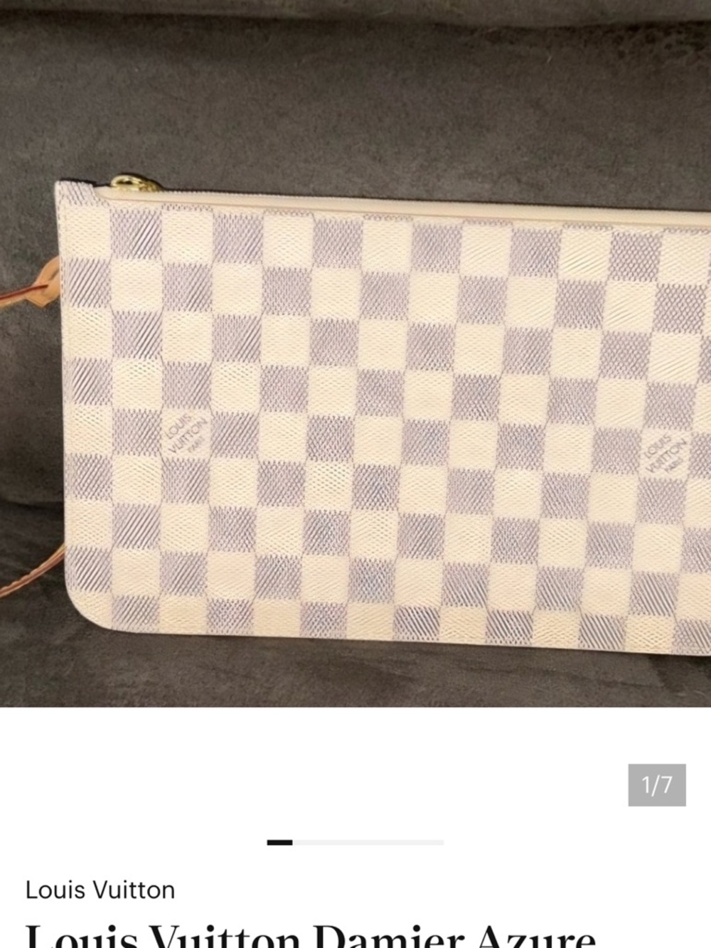 Louis Vuitton Damier Azur Checkered White & Light Blue Wristlet Clutch